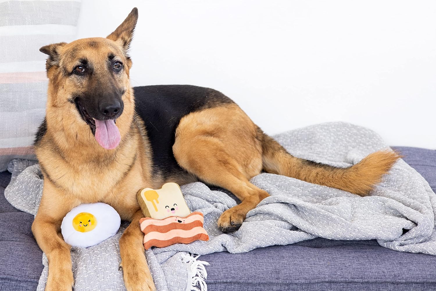 3-Piece Breakfast Plush Squeaky Toy Set Toast Bacon Egg