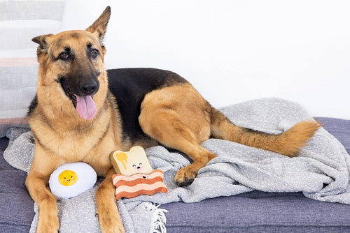3-Piece Breakfast Plush Squeaky Toy Set Toast Bacon Egg